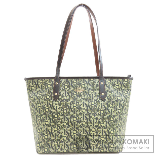 COACH コーチ F37854 チェーン柄 トートバッグ PVC/レザー レディース