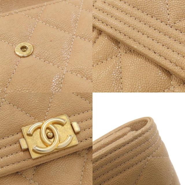 CHANEL シャネル A84385 ボーイシャネル ゴールド金具 二つ折り財布