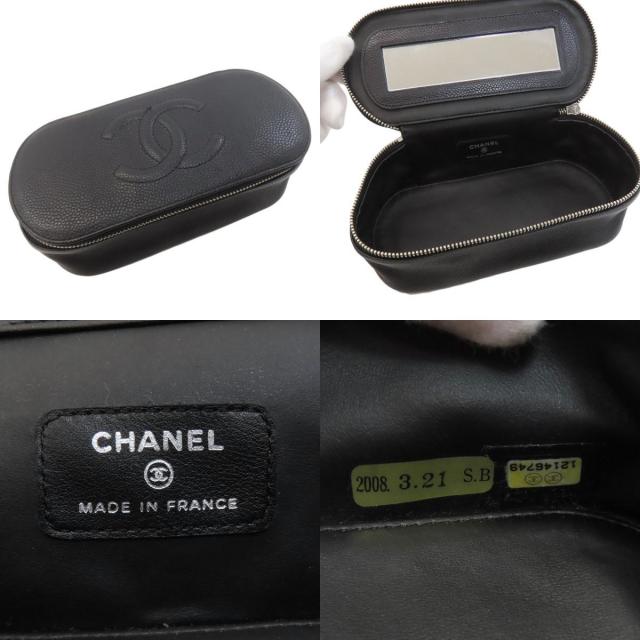CHANEL シャネル ココマーク シルバー金具 化粧ポーチ グレインド