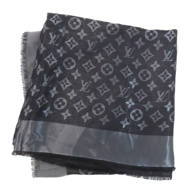 LOUIS VUITTON ルイヴィトン LVロゴ メタリック スカーフ シルク