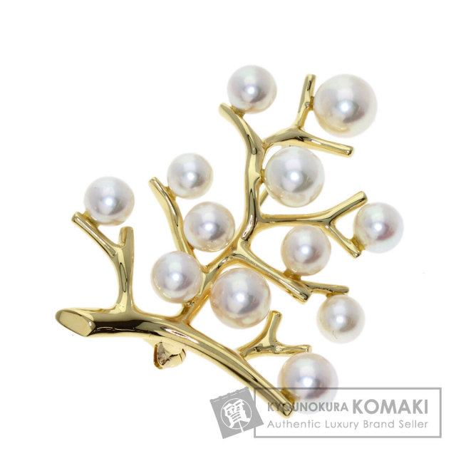 MIKIMOTO ミキモト 幸福の木 パール 真珠 ブローチ K14イエロー 