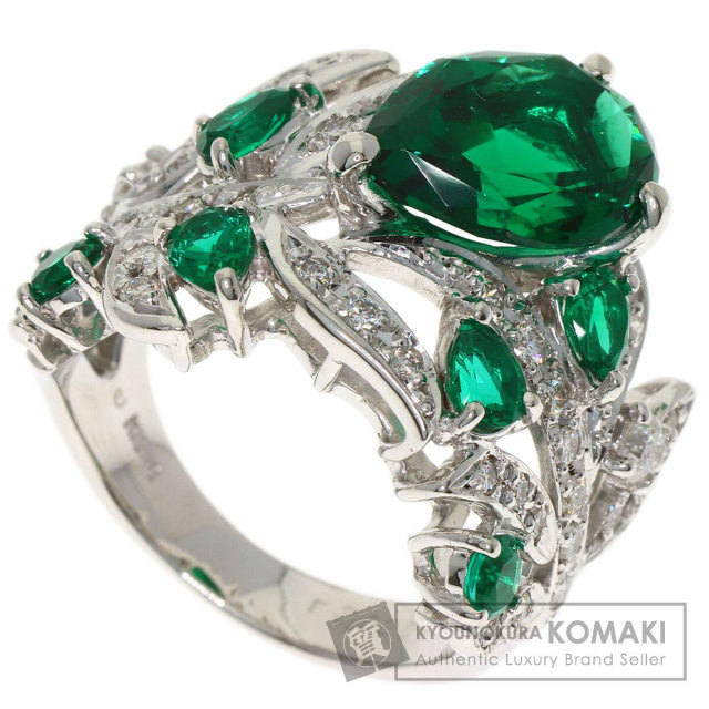 3.32ct 合成エメラルド ダイヤモンド リング・指輪 K18ホワイト