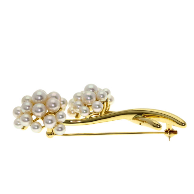 MIKIMOTO ミキモト フラワーモチーフ パール 真珠 ブローチ K18