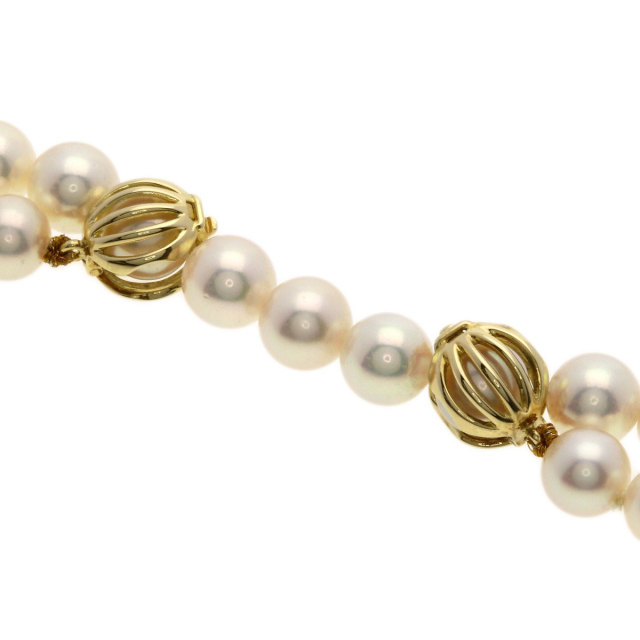 MIKIMOTO ミキモト 2連 パール 真珠 ネックレス K14イエローゴールド
