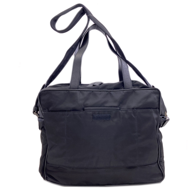 PRADA ブラック ナイロン ビジネスバッグ PRADA プラダ V453 ロゴ金具 2WAY ビジネスバッグ ナイロン素材 メンズ