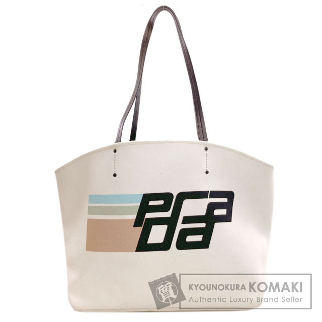 PRADA プラダ ロゴ トートバッグ キャンバス レディース [中古