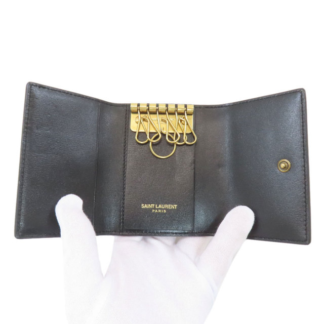 YVES SAINT LAURENT イヴ・サンローラン ロゴ金具 キーケース レザー