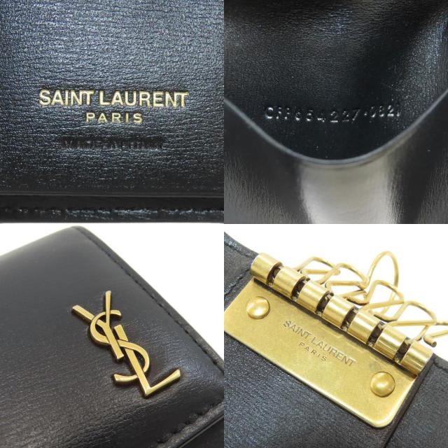 YVES SAINT LAURENT イヴ・サンローラン ロゴ金具 キーケース レザー