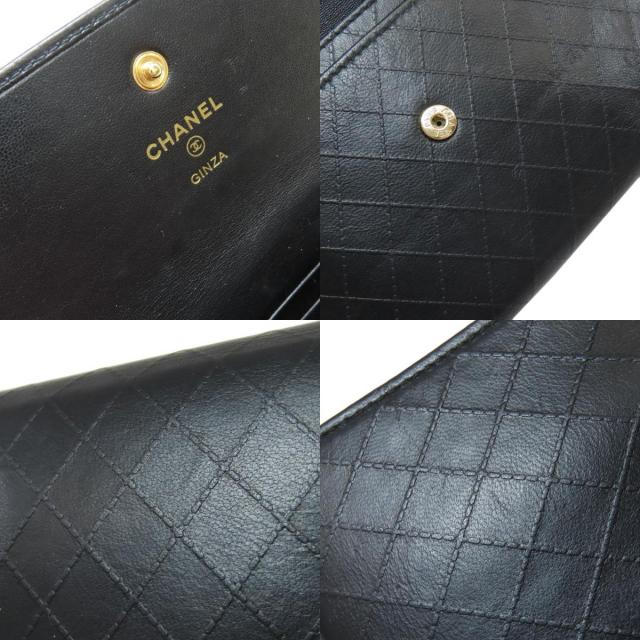 CHANEL シャネル カメリア マトラッセ 銀座限定 ゴールド金具 長財布（小銭入れあり） ラムスキン レディース [中古] CHANEL シャネル カメリア マトラッセ 銀座限定 ゴールド金具 長財布