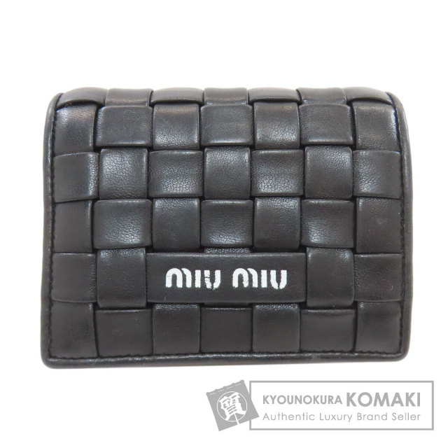 ミュウミュウ 二つ折り財布(小銭入れあり) 編み込み