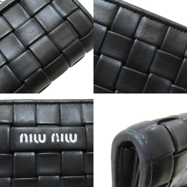 ミュウミュウ 二つ折り財布（小銭入れあり） 編み込み