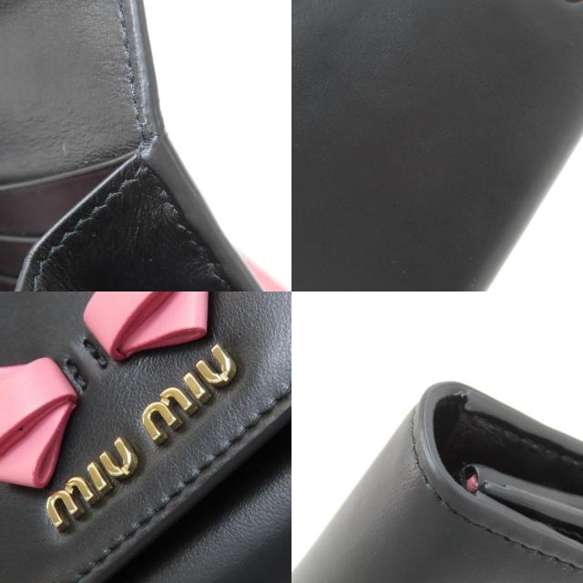 miumiu ミュウミュウ 長財布 黒 リボン miu miu ミュウミュウ 長財布 ラウンドファスナー リボンレザー