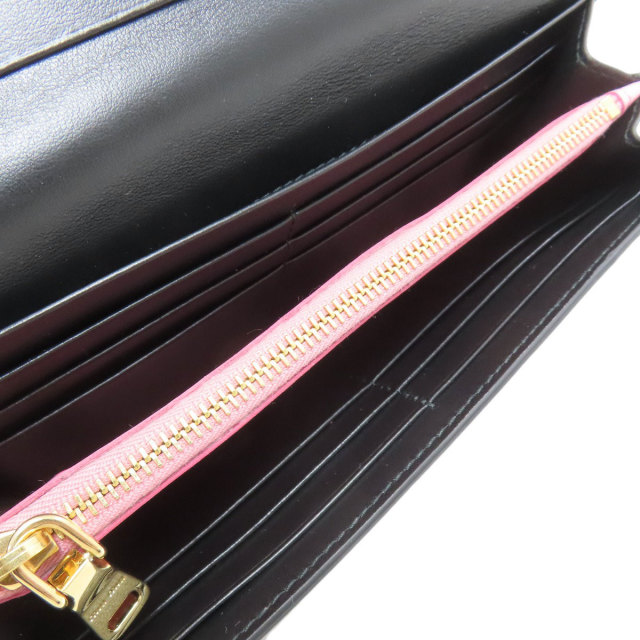 良品 MiuMiu ミュウミュウ リボン モチーフ レザー ラウンド ファスナー 長財布 ウォレット ブラック a3238 MIU MIU - 良品 MiuMiu ミュウミュウ リボン モチーフ レザー ラウンド