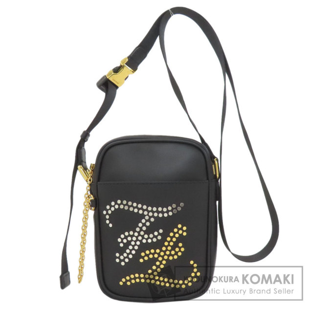FENDI フェンディ カリグラフィ スタッズ ショルダーバッグ レザー レディース [中古] FENDI フェンディ カリグラフィ スタッズ ショルダーバッグ レザー