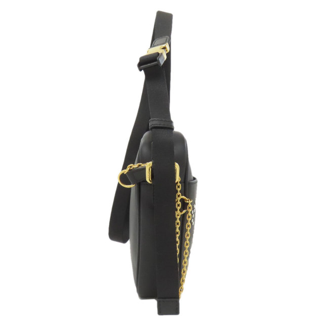 FENDI フェンディ カリグラフィ スタッズ ショルダーバッグ レザー レディース [中古] FENDI フェンディ カリグラフィ スタッズ ショルダーバッグ レザー
