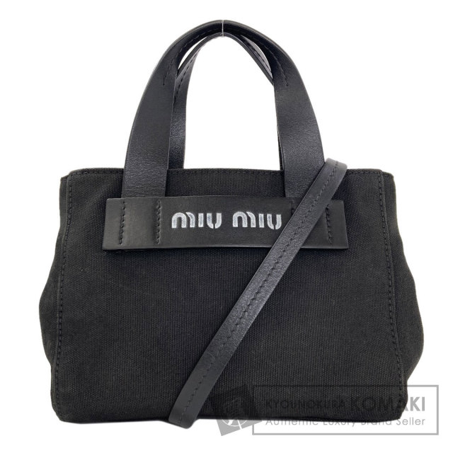✨希少✨MIUMIU 2way ハンドバッグ ブラック シルバー MIUMIU ミュウミュウ 2WAY ハンドバッグ キャンバス レディース [中古