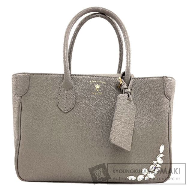 ADMJ A.D.M.J. エーディーエムジェイ ハンドバッグ トート レザー グレージュ/055609【中古】【本物】 A.D.M.J（エーディーエムジェイ） ADMJ ロゴ ハンドバッグ レザー