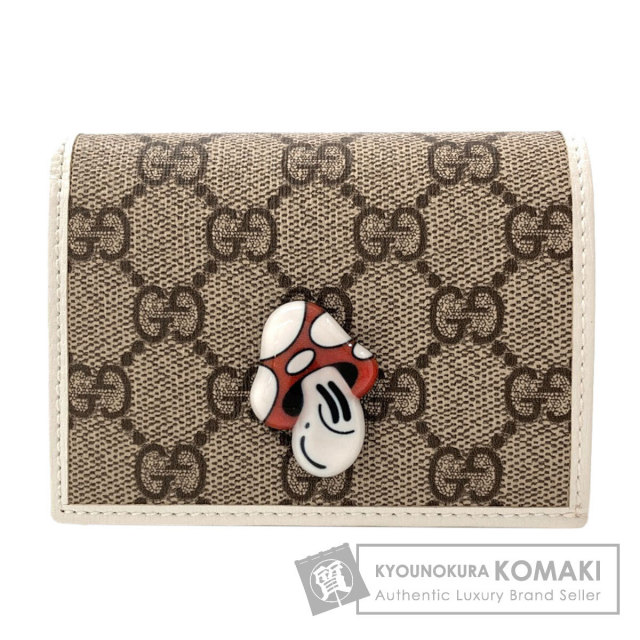 グッチ 二つ折り財布(小銭入れあり) ハティ・スチュワートコラボ マッシュルーム