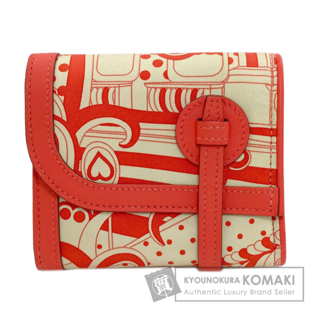 HERMES エルメス アヴェックソワ シルバー金具 二つ折り財布（小銭入れあり） シルク レディース [中古] HERMES エルメス アヴェックソワ シルバー金具 二つ折り財布（小銭入れ
