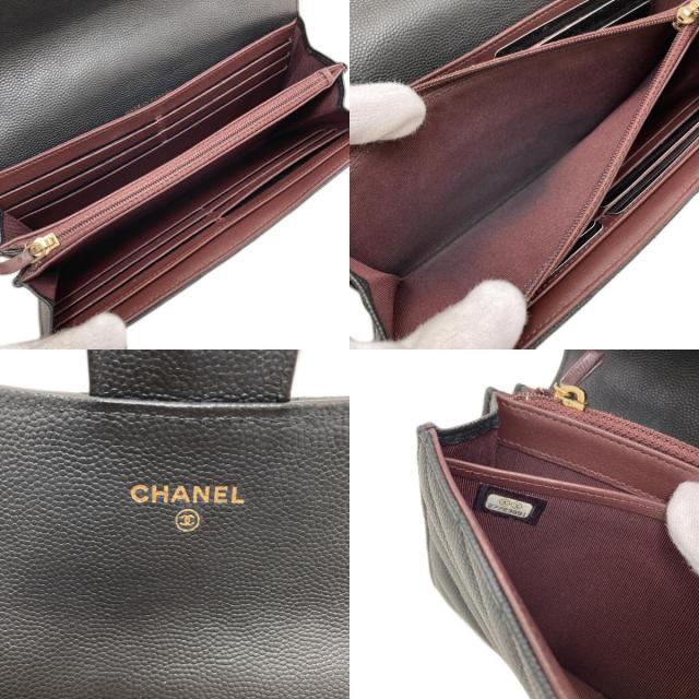 CHANEL シャネル 27723991 Vステッチ ココマーク ゴールド金具 長財布（小銭入れあり） ソフト グレインド カーフスキン レディース [中古] CHANEL シャネル 27723991 Vステッチ ココマーク ゴールド金具 長財布
