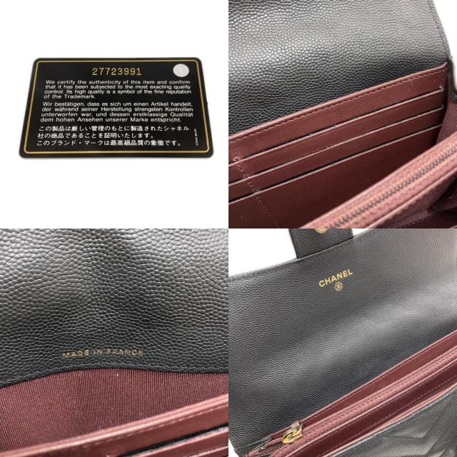 CHANEL シャネル 27723991 Vステッチ ココマーク ゴールド金具 長財布（小銭入れあり） ソフト グレインド カーフスキン レディース [中古] CHANEL シャネル 27723991 Vステッチ ココマーク ゴールド金具 長財布