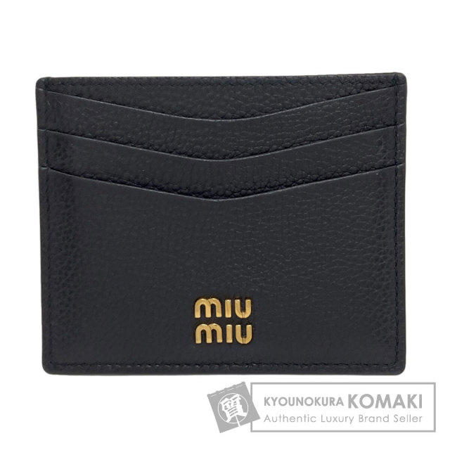 MIU MIU 中古黒皮革カードケース ミュウ ミュウ(Miu Miu)ミュウ ミュウ カードケース アクセサリー