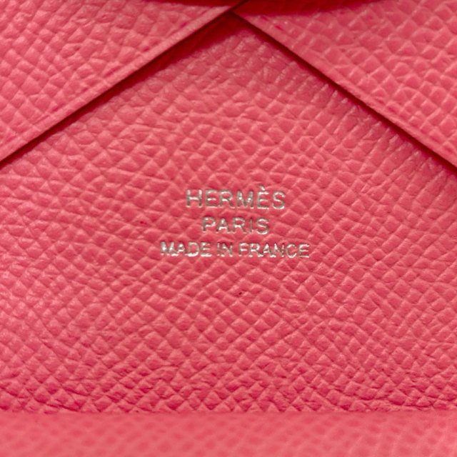 エルメス カードケース カルヴィ デュオ ローズアザレ シルバー金具