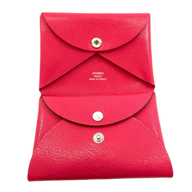 エルメス カードケース カルヴィ デュオ ローズエクストリーム シルバー金具