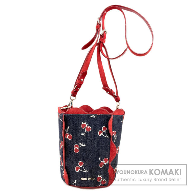 MIUMIU ミュウミュウ チェリープリント 2WAY ショルダーバッグ デニム