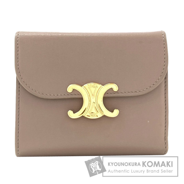 HERMES エルメス 三つ折り コンパクトウォレット ゴールド金具 二つ折り財布（小銭入れあり） ボックスカーフ レディース [中古] HERMES エルメス 三つ折り コンパクトウォレット ゴールド金具 二