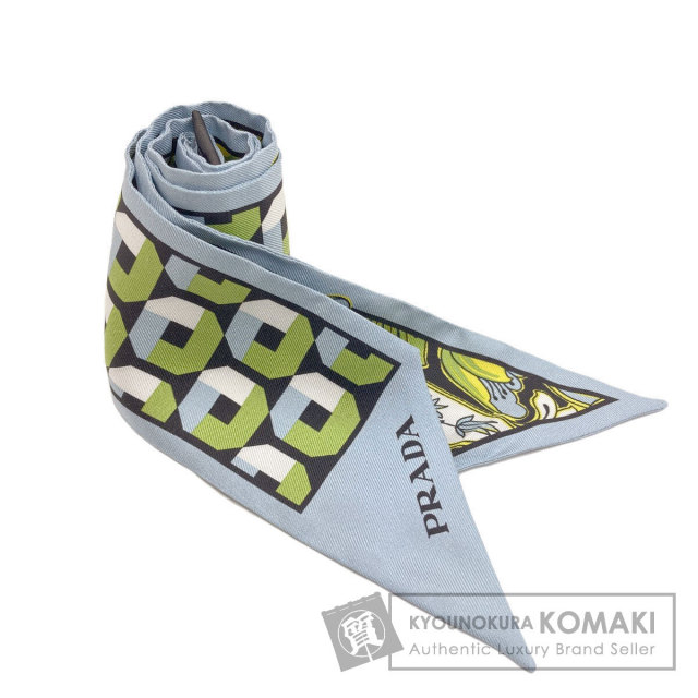 PRADA プラダ プリントシルクツイル スキニースカーフ スカーフ シルク