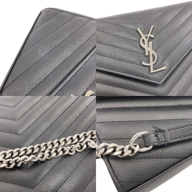 YVES SAINT LAURENT イヴ・サンローラン チェーンショルダー Vステッチ 