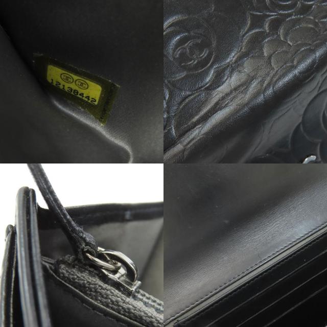 シャネル 長財布（小銭入れあり） カメリア シルバー金具