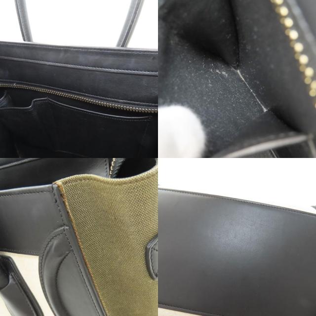 CELINE セリーヌ ラゲージ マイクロ ハンドバッグ レザー/キャンバス