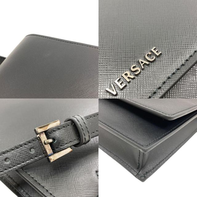 VERSACE ヴェルサーチ ロゴ ショルダーバッグ レザー レディース [中古