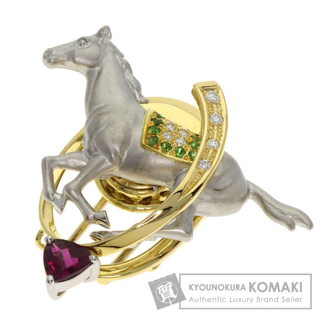 梶光夫 ブローチ トレンプラン ホースモチーフ ガーネット ダイヤモンド