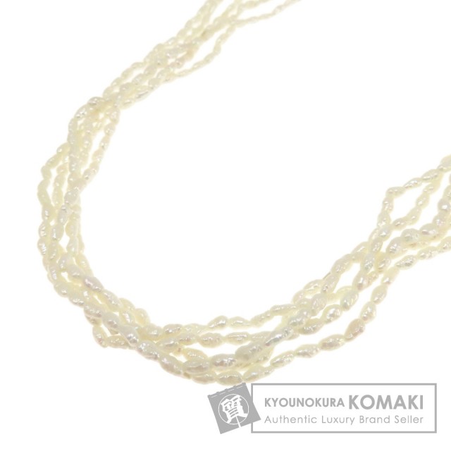 淡水パール 真珠 5連 ネックレス PL/SV 32.5g レディース [中古