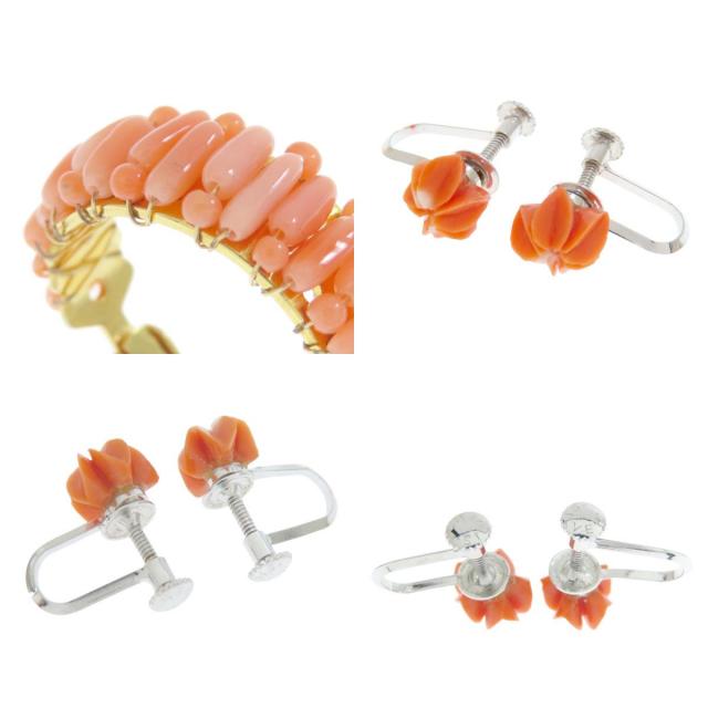 セレクトジュエリー イヤリング サンゴ 珊瑚 3点セット