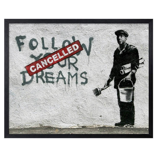 Banksy（バンクシー） Follow Your Dreams アートポスター（フレーム付き） 