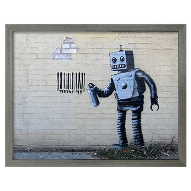 Banksy（バンクシー） Robot アートポスター（フレーム付き） 