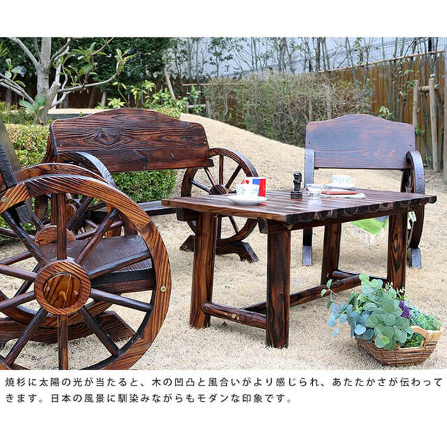 焼杉テーブル箱付き（ハンドメイド） Antique（アンティーク） 焼杉テーブル