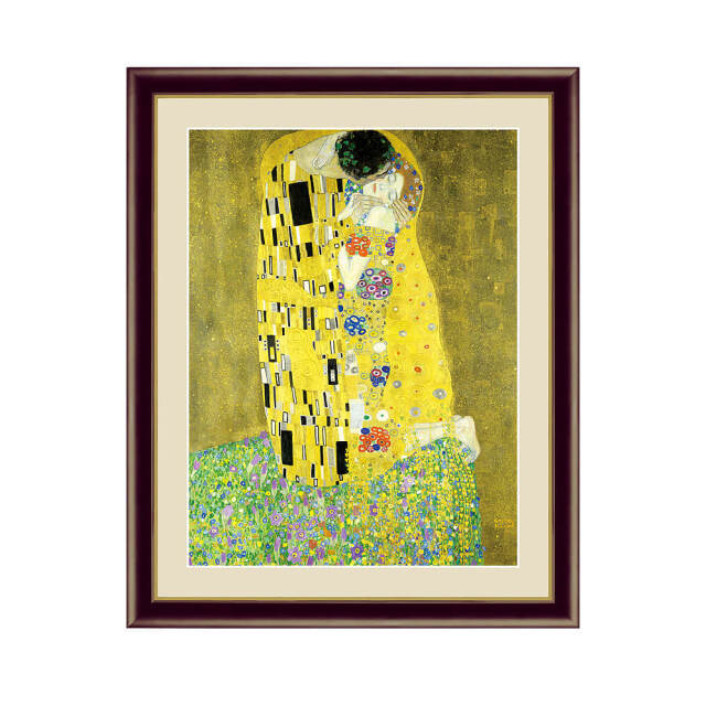Gustav Klimt（グスタフ・クリムト） 接吻 アートポスター（フレーム付き）