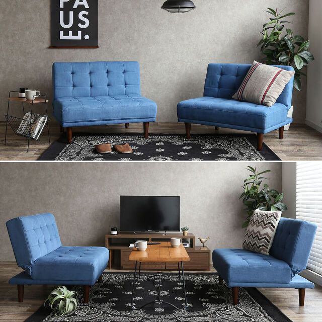 York（ヨーク） リクライニング式2人掛けソファーベッド