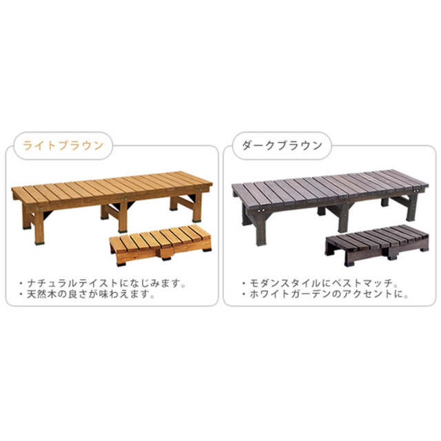 Wooddeck（ウッドデッキ） ウッドデッキ 幅 180 cm × 奥行 58cm ステップセット