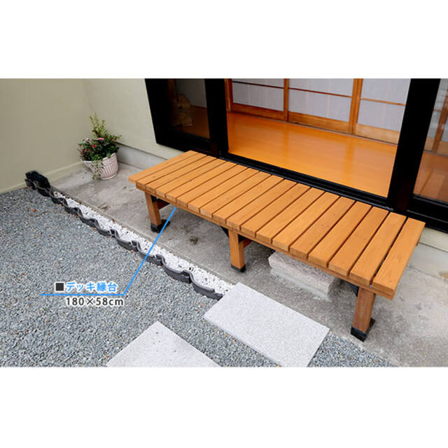 Wooddeck（ウッドデッキ） ウッドデッキ 幅 180 cm × 奥行 58cm ステップセット