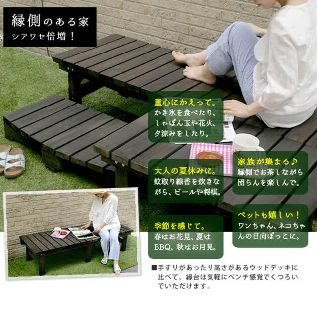 Wooddeck（ウッドデッキ） ウッドデッキ 幅 180 cm × 奥行 58cm ステップセット