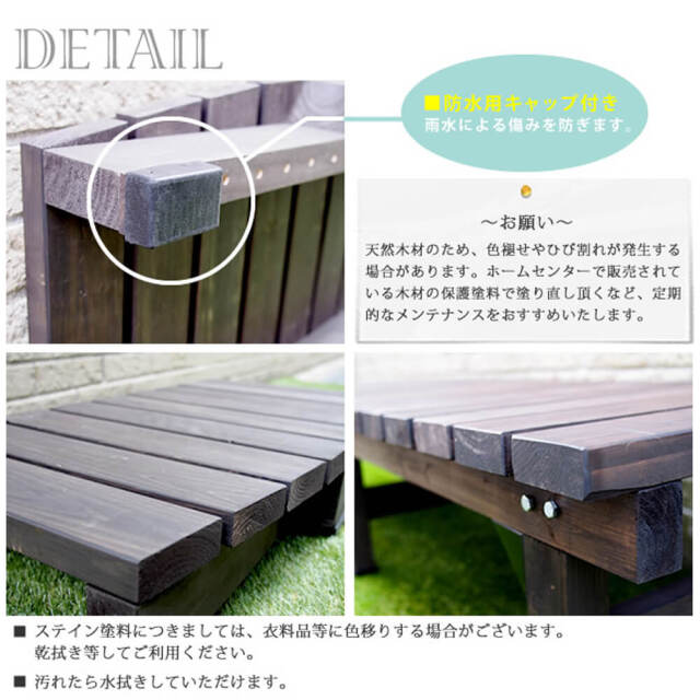 Wooddeck（ウッドデッキ） ウッドデッキ 幅 180 cm × 奥行 58cm ステップセット