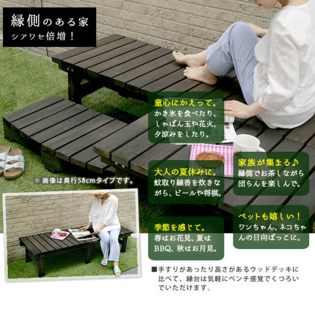 Wooddeck（ウッドデッキ） ウッドデッキ 幅 180 cm × 奥行 90cm ステップセット