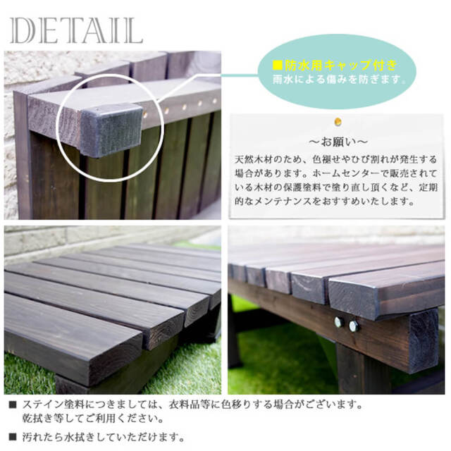 Wooddeck（ウッドデッキ） ウッドデッキ 幅 180 cm × 奥行 90cm ステップセット