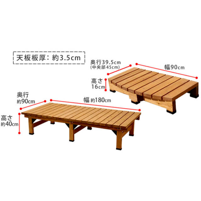 Wooddeck（ウッドデッキ） ウッドデッキ 幅 180 cm × 奥行 90cm ステップセット